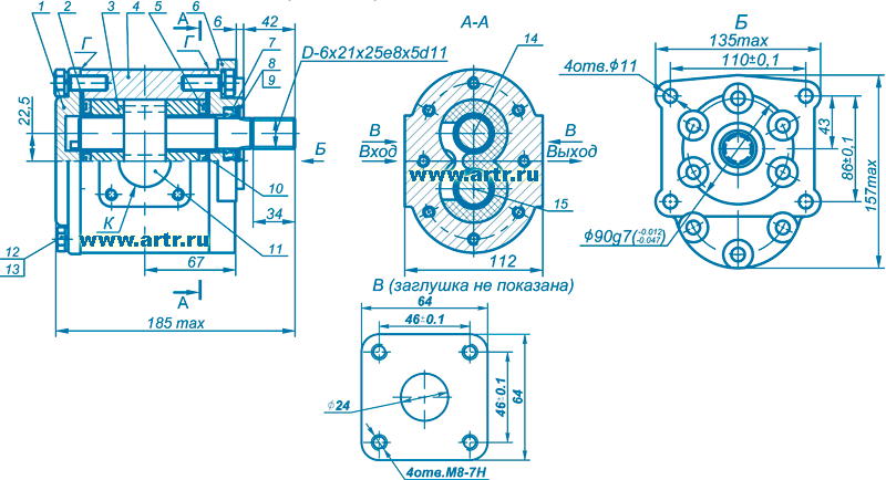 Насос нш 10 схема